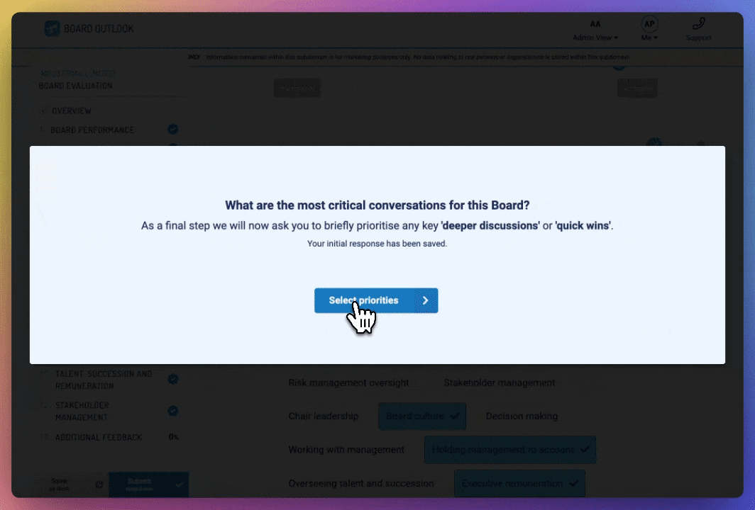 Prioritisation to identify the most critical areas
